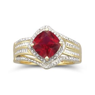 14K Gold Plated Sterling Silver Lab Created Ruby Ring, Womens