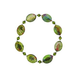 Bridge Jewelry Green Multi Glass Oval Bead Stretch Bracelet