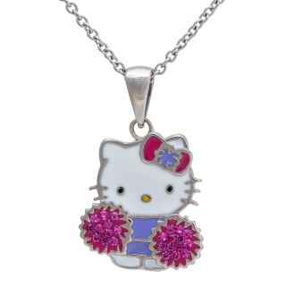 Girls Stainless Steel Crystal Hello Kitty Cheerleader Pendant, Girls