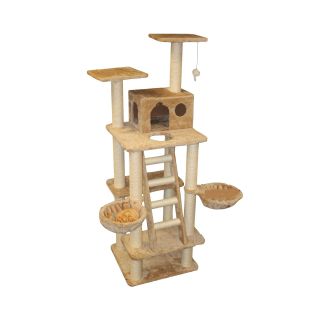 Majestic Pet 72 Casita Cat Tree with Stairs, Beige