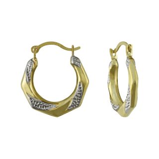 Small Two Tone Hoop Earrings 10K Gold, Womens
