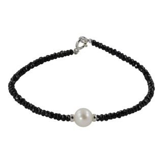 Cultured Freshwater Pearl & Genuine Onyx Bracelet, Womens