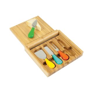 Picnic Time Carnaval Bamboo Cheeseboard with Tools
