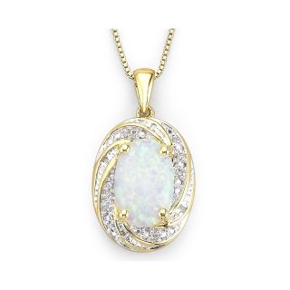 Lab Created Opal Pendant with Diamond Accents, Womens
