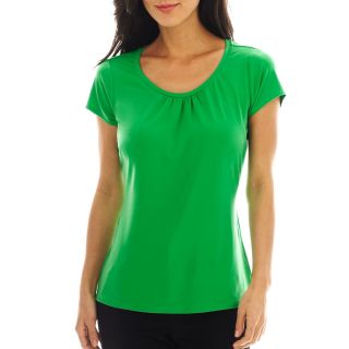 Worthington Short Sleeve Scoopneck Top, Green