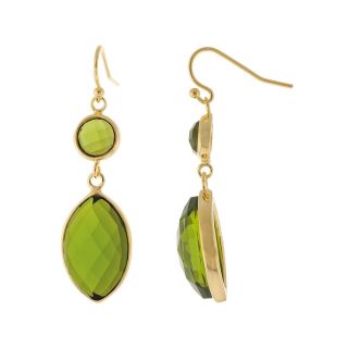 ATHRA Green Resin Marquise Double Drop Earrings, Womens