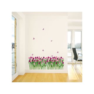 ART Tulips and Butterflies Purple Pink Wall Decal