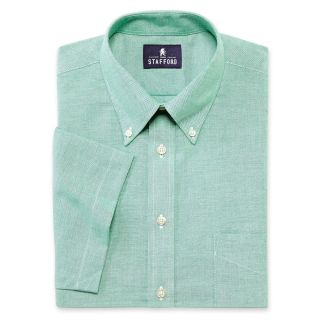 Stafford Short Sleeve Oxford Dress Shirt   Big and Tall, Green, Mens