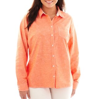 Eyelet Shirt   Plus, Red/Orange