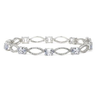 Simulated Aquamarine & Diamond Accent Bracelet Sterling Silver, Womens