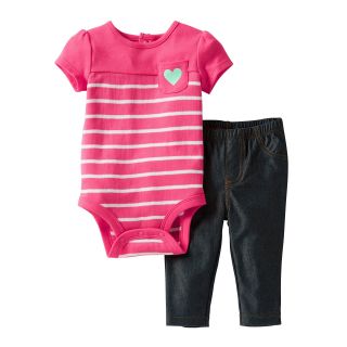 Carters Carter s Striped Bodysuit Pant Set   Girls newborn 24m, Pink, Pink,