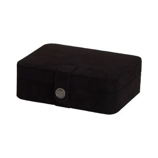 Mele & Co. Giana Black Plush Fabric Jewelry Box w/ Lift Out Tray