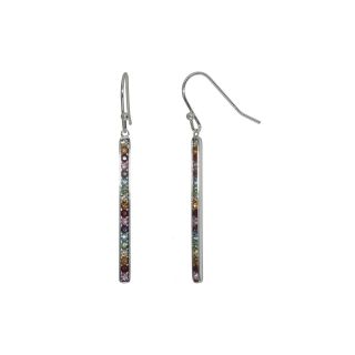 Bridge Jewelry Sterling Silver Plated Multicolor Crystal Stick Earrings