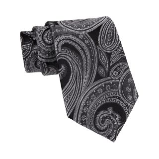CLAIBORNE Moxcey Paisley Silk Tie, Charcoal, Mens