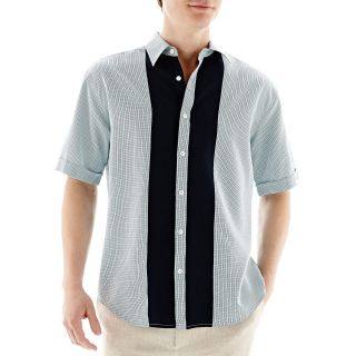 The Havanera Co. Short Sleeve Button Front Shirt, White, Mens
