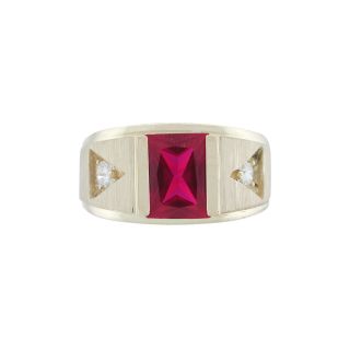 Mens Ruby 10K Two Tone Gold Ring