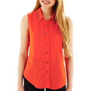 By & By Embellished Collar Blouse, Orange