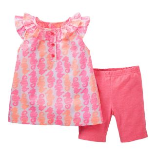 Carters 2 pc. Seahorse Top and Short Set   Girls newborn 24m, Pink, Pink, Girls