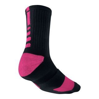 Nike Basketball Elite Crew Socks, Black/Pink, Mens