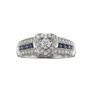 I Said Yes 3/8 CT. T.W. Diamond & Sapphire Ring, White, Womens