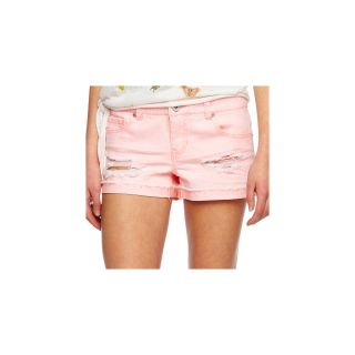 Sapphire Ink Destructed Roll Fray Shorts, Peach Treaty (Peach), Womens