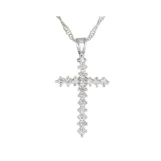 Bridge Jewelry Silver Plated Cubic Zirconia Cross Pendant on Twisted Chain