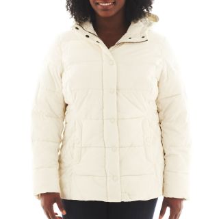 St. Johns Bay St. Johns Bay Puffer Jacket   Plus, Ivory, Womens