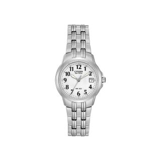 Citizen Eco Drive Womens Silver Tone White Watch EW1540 54A