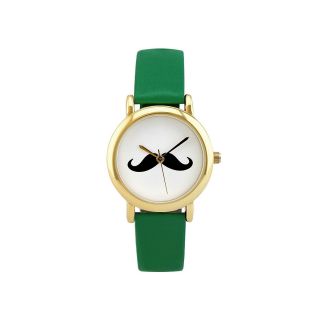 Womens Fancy Moustache Watch, Green