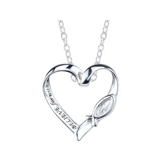 Bridge Jewelry Heart with Ichthus Necklace Sterling Silver