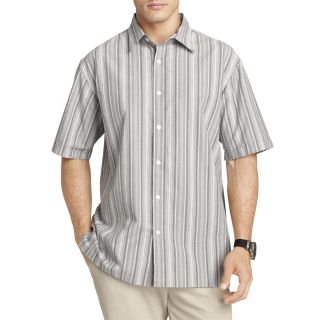 Van Heusen Short Sleeve Textured Stripe Shirt, Grey, Mens