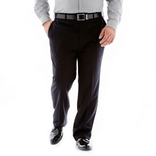 Stafford Super 100 Wool Suit Flat Front Suit Pants Portly, Black, Mens