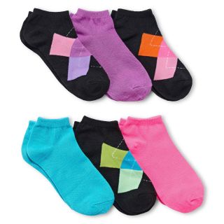 6 pk. Print Low Cut Socks, Bright Argyle, Womens