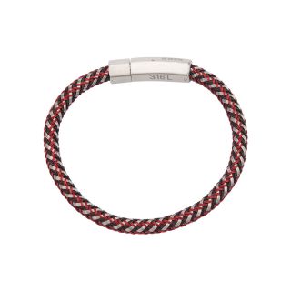 Inox Jewelry Mens Stainless Steel & Multicolor Braided Leather Bracelet, White
