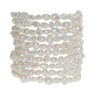 Cultured Freshwater Pearl Set of 10 Stretch Bracelets, Womens