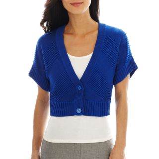 Worthington 2 Button Textured Cardigan Sweater   Tall, Blue, Womens