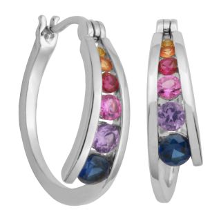 Bridge Jewelry Multi Gemstone Hoop Earrings