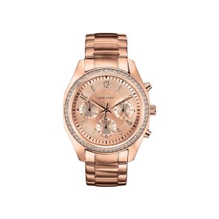 Caravelle New York Womens Rose Tone Bracelet Chronograph Watch
