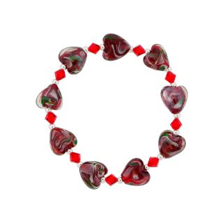 Bridge Jewelry Red Glass Heart Bead Bracelet