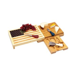 Picnic Time Old Glory USA Flag Cheeseboard with Tools Set
