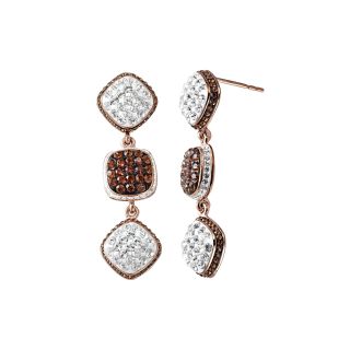 14K Rose Gold Over Sterling Silver Chocolate Crystal Earrings, Womens