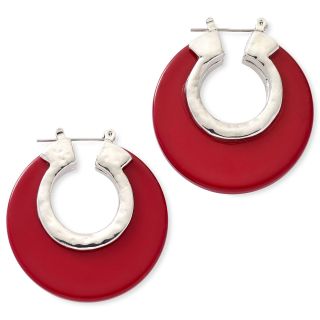 Red & Silver Tone Hoop Earrings