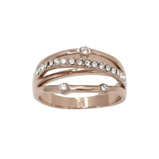 Bridge Jewelry Rose Gold tone Cubic Zirconia Stacking Ring