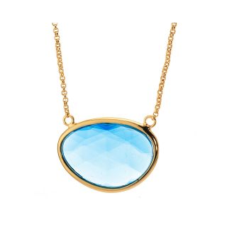 ATHRA 14K Gold Plated Aqua Resin Channel Set Pendant, Womens