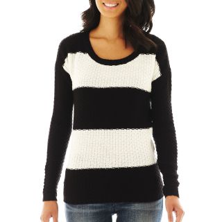 A.N.A Cable Sweater   Petite, Black, Womens