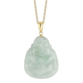 14K Gold Over Sterling Silver Jade Buddha Pendant, Womens
