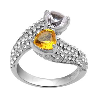 Alexandra Gem Yellow Quartz & White Sapphire Heart Bypass Ring, Womens