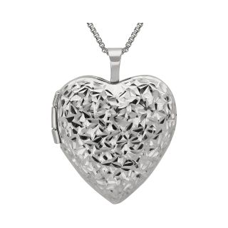 Diamond Cut Heart Locket Pendant Sterling Silver, Womens
