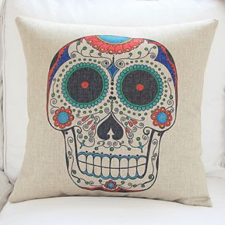 18 Colorful Stylish Skull Cotton/Linen Decorative Pillow Cover