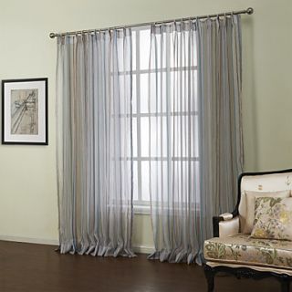 (One Pair)Mediterranean Classic Striola Fresh Style Sheer Curtain